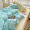 Washed Cotton 4-Pcs Set Class A Maternal Infant Grade Solid Color Single Quilt Set, Bed Sheet 4-Pcs Set, Small Fresh 3-Pcs Set