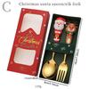 2Pcs Fork Coffee Spoon Dinnerware Set with Gift Box Children Gold Cutlery Set Stainless Steel Flatware Western Kitchen Tableware