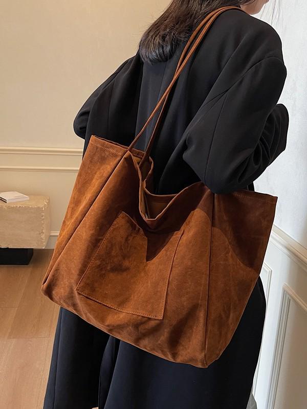 2025 Women's Large Capacity Suede Tote: Versatile Autumn/Winter Crossbody & Commuter Shoulder Bag