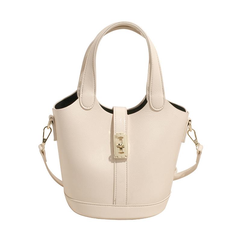 This Year's Popular Fashion Korean Version of Simple Solid Color Portable Bucket Bag Women's Casual Versatile Commuter Messenger Child and Mother Bag