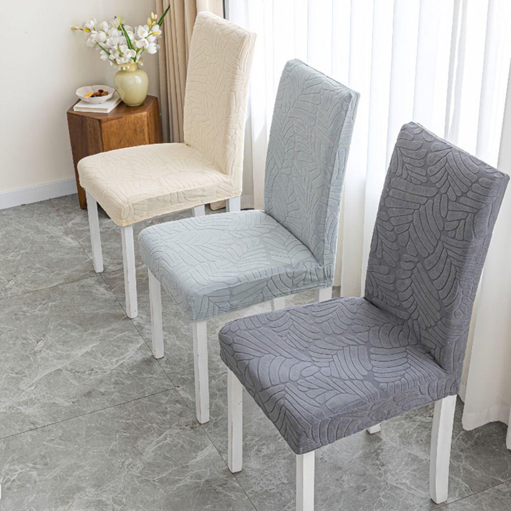New High-elastic Dining Chair Cover Jacquard Dust-proof Stool Slipcover Anti-slip Soft Backrest Protector for Home Decoration