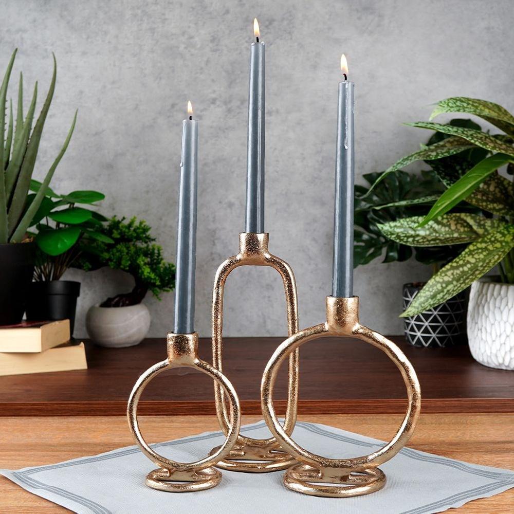 Gold Metal Candlestick Stand for a Long Candle Decorative Table 15 cm