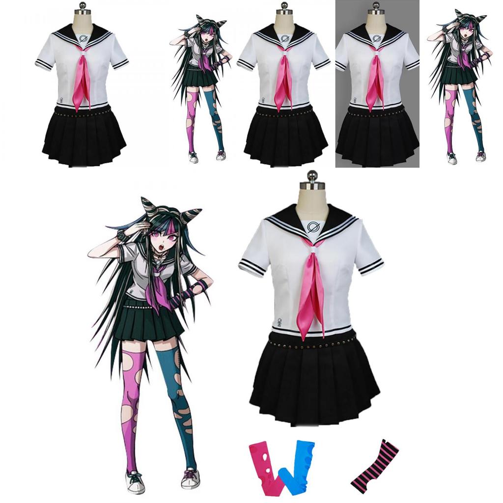 Fashionable Danganronpa Ibuki Mioda Cosplay Costume Suit With Vibrant Black And White Design
