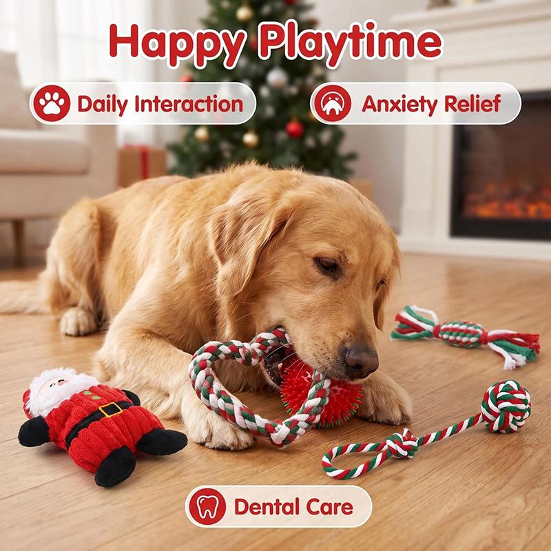 Dog Toy Christmas Set Gift Plush Toy Noise Santa Claus Cat Dog Christmas Series Cartoon Dog Toy Plush Squeak Toy