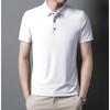 Ice Silk POLO Shirt Men's Lapel Loose Markless T-shirt High-end Business Casual Short-sleeved Top