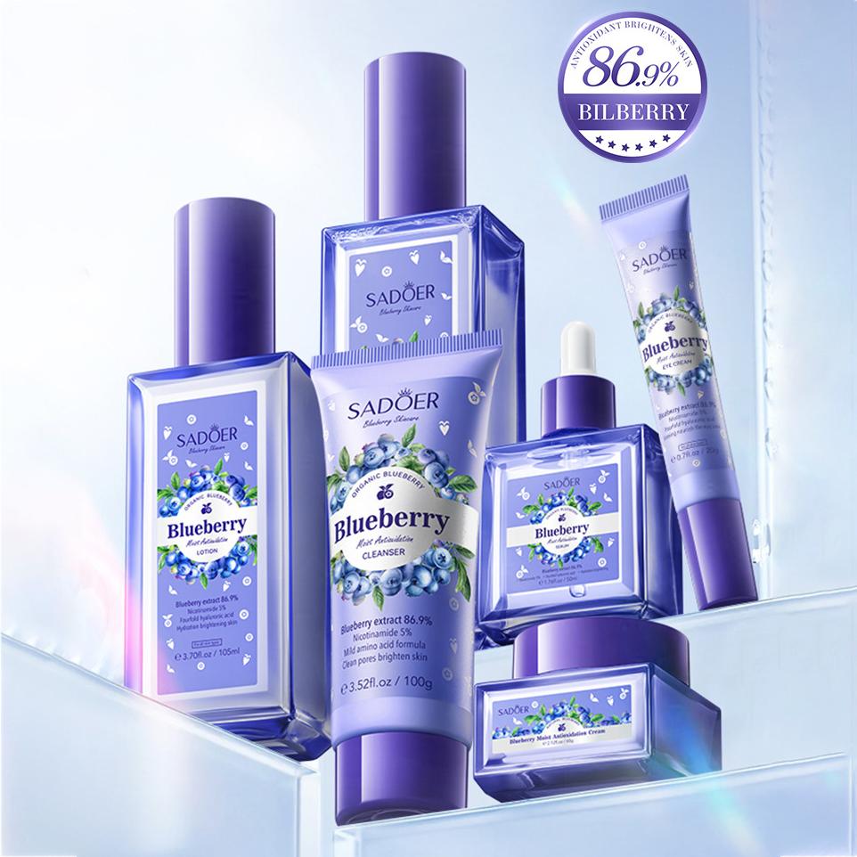 Luxury Blueberry Hyaluronic Acid Essence Moisturizing 6-piece Anti-Wrinkle Repair Whitening Freckle Removing Skin Care Set