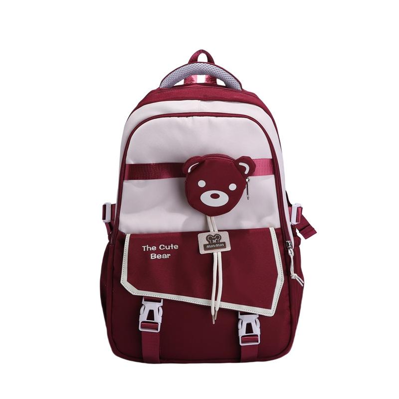 Backpack Female Student Schoolbag Large Capacity Junior High School High School Lightweight Contrasting Color Backpack Fashion