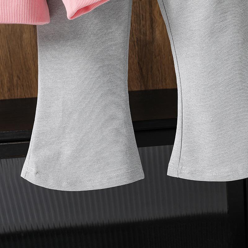 Girls' Toddler Outfit Children's Clothing Autumn New Korean Version 3D Bow Long Sleeve Sweatshirt Casual Long Pants