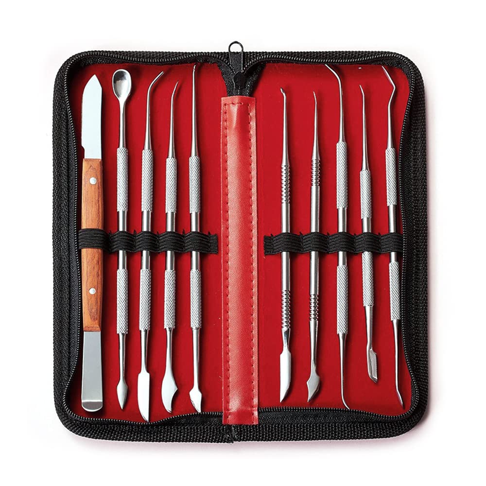 YFFSFDC Spatula Tool Set 10 Pieces Carving Knives Stainless Steel for Clay Modeling Pottery Resin Sculpting Craft with Storage Case