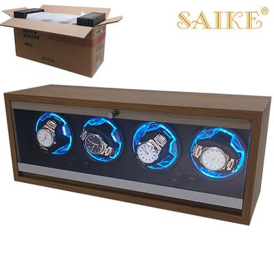 Black Walnut Grain 4-Watch Automatic Vertical Winder with Stop-on-Open Feature