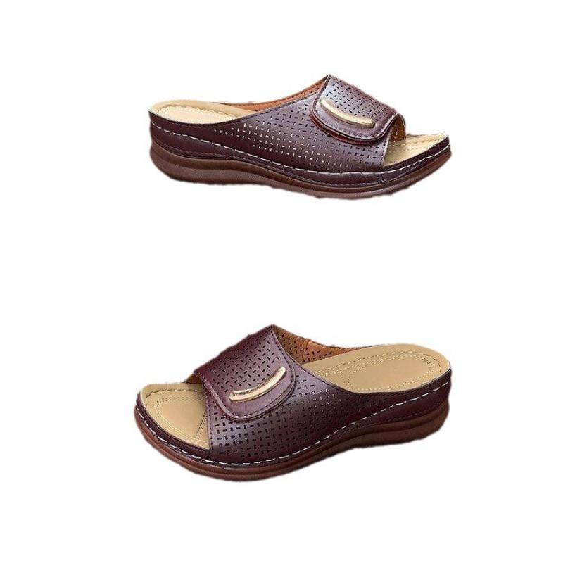 Dámské klínkové pantofle s výřezy Dámské letní pohodlné prodyšné platformové sandály Dámské protiskluzové žabky Plus Size 43 Mujer