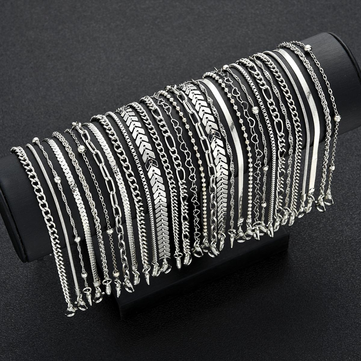 

15 Piece Heart Bead Chain Bracelet Set Fashion Jewelry Women Trendy Shiny Daily Party Accessory Decorative Gift For Her