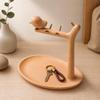 Countertop Accessory Holder SpaceSaving Beech Wood Desktop Organizer with Metal Pegs for Bedroom