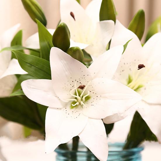 3 Heads Artificial Fake Lily Flowers Bouquet Home Garden Party Wedding Decors