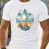 Unisexs Summer 100 Pure Cotton Fashionable Casual Loose Sports Surfboard Pattern Printed Round Neck Short Sleeved TShirt Top