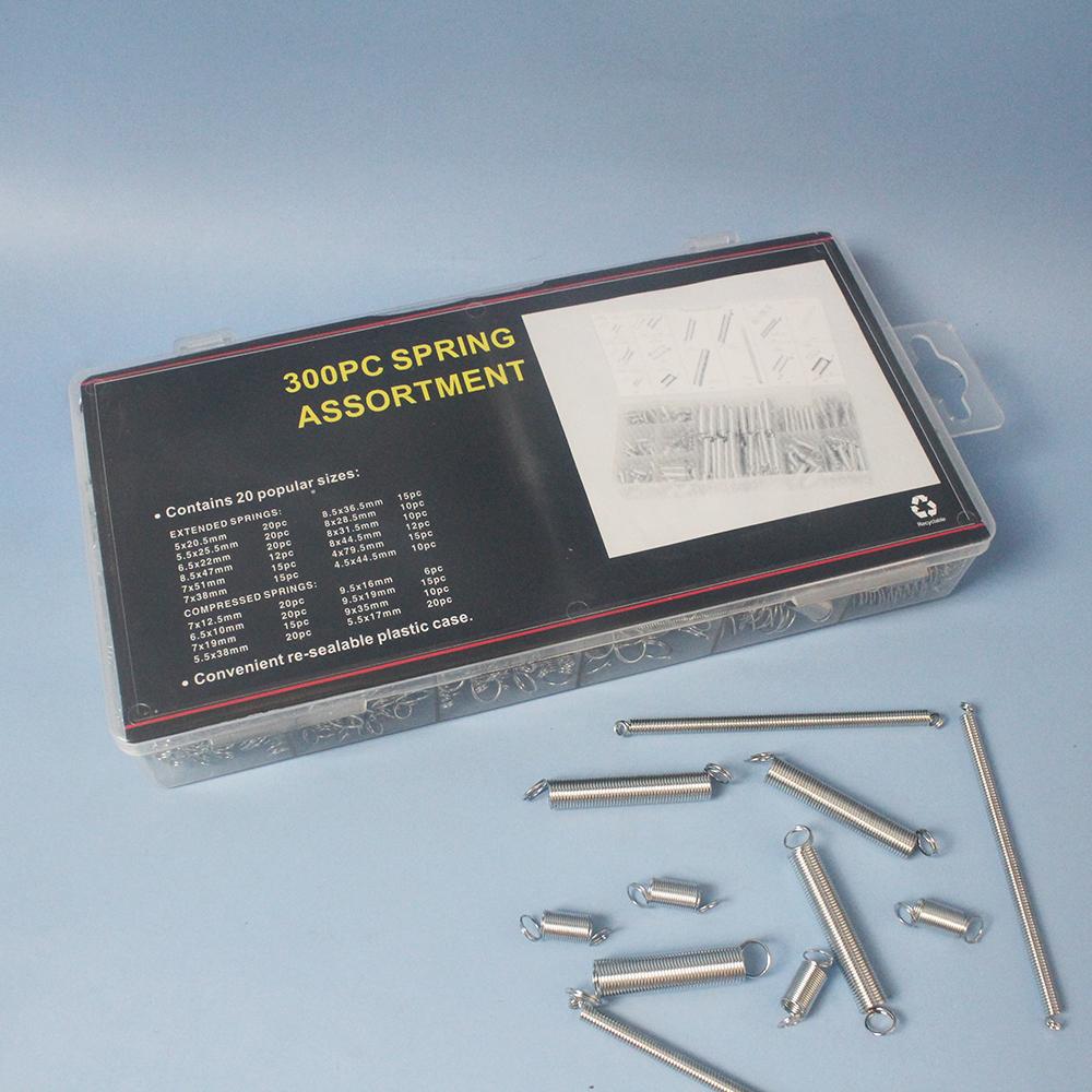 300pcs Spring Assortment Kit - 20 Sizes Galvanized Steel Compression/Tension/Extension Springs for Mechanical DIY Home Repairs
