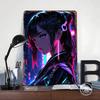 Cyberpunk Anime Girl Tin Plaque Poster Customized Wall Art Retro Vintage Metal Signs for Man Cave Mancave Decoration Room Decor