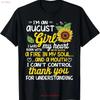Im An August Sunflower Girl Queen Born In Cotton T Shirt Made Usa Vintage Fashion Soft Versatile Homme Stylish