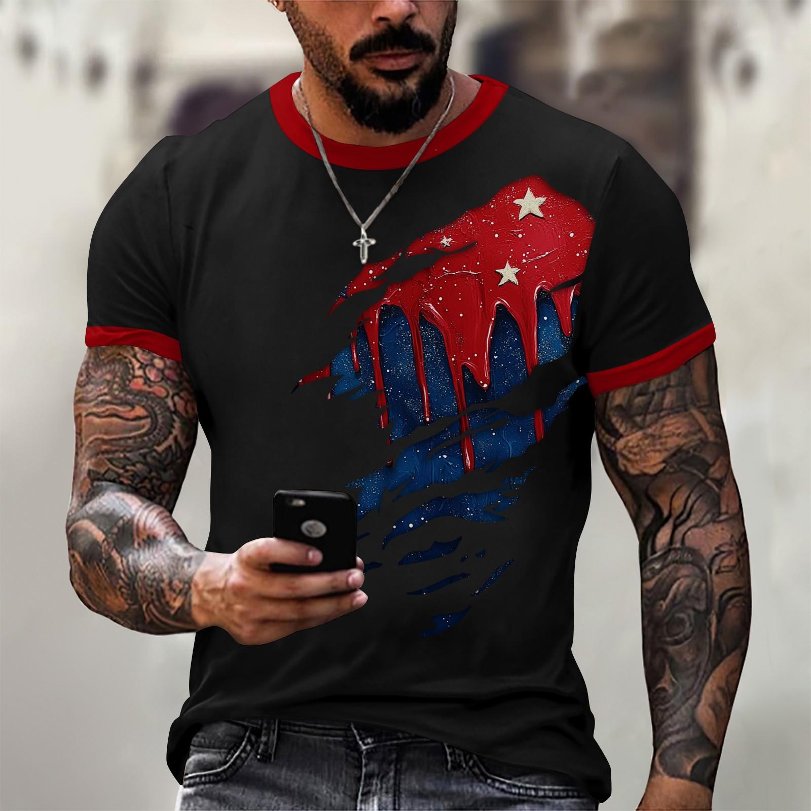 

Мужская модная футболка, уличная повседневная одежда с коротким рукавом XXL винный