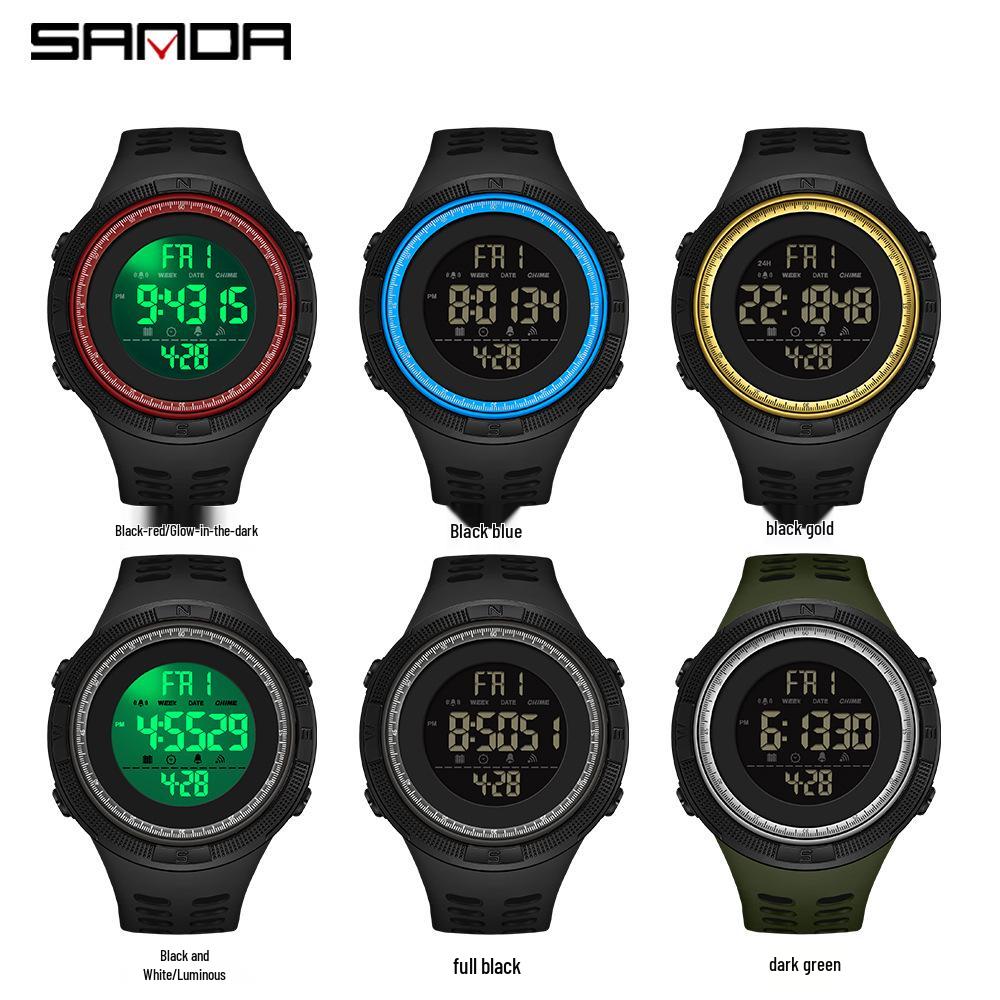 Sanda Youth Fashionable Waterproof Electronic Wristwatch for Men