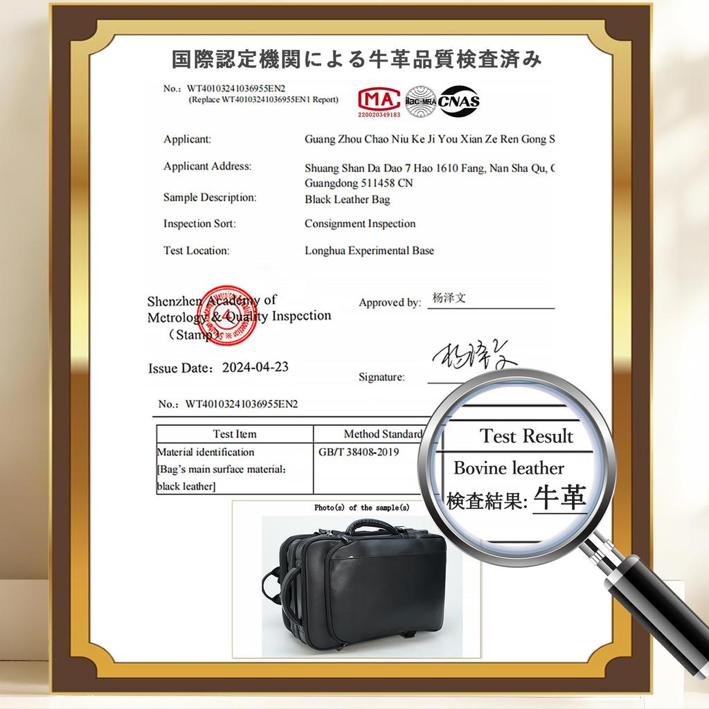 Masa Kawa Men's Genuine Leather Business Backpack, Square Design, 3-Way Expandable Capacity, Fits 15.6-inch PCs, YKK Zippers, Anti-Theft, Waterproof,