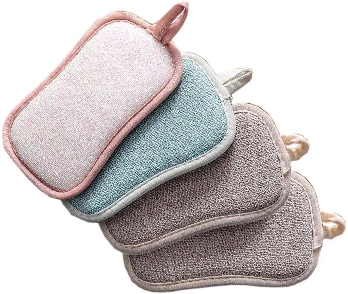 3PCS Household Multifunctional Oil Resistant Sponge Bamboo Fiber Dishwashing Brush PotMagic Dishwashing Cloth Dishwashing Sponge 3pcs