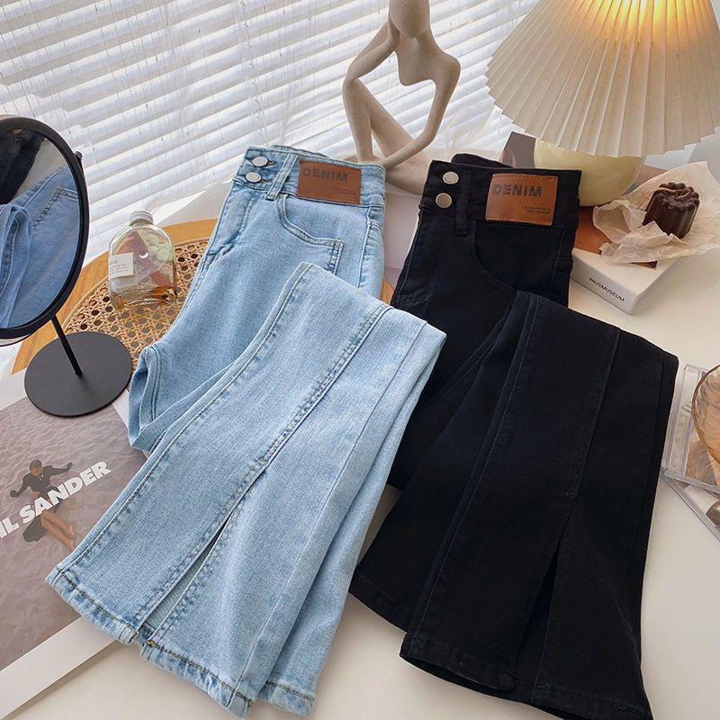 Women s Petite High-Waisted Slimming Stretch Micro-Flare Jeans with Split Design XS