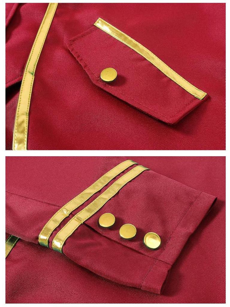 Manteau queue-de-pie médiéval 2022 avec bordure dorée pour Halloween
