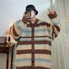 Japanese lazy retro striped sweater men's and women's coats autumn and winter 2025 new loose knitted cardigan top
