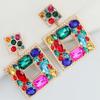 Vibrant Color Geometric Square Earrings, Hollow Openwork Statement Dangles for Trendy Women