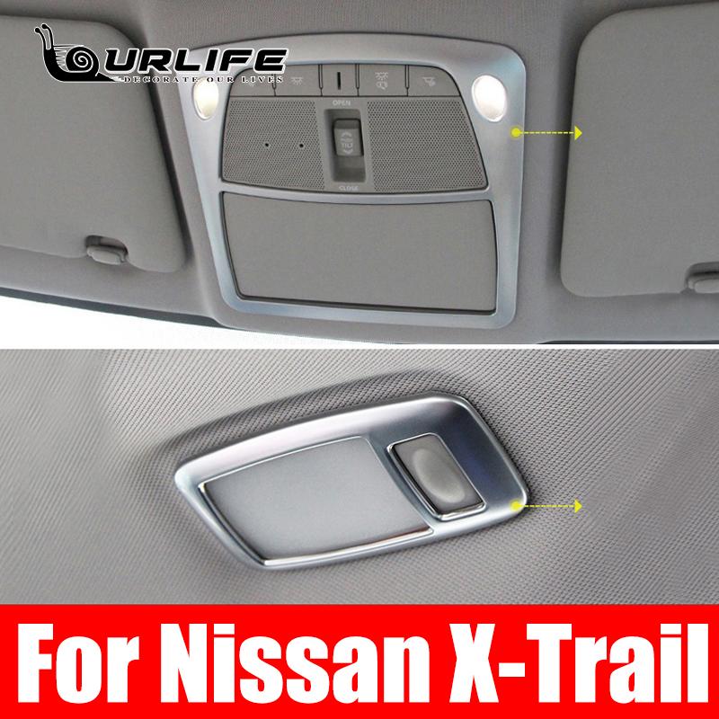 Front and Rear Reading Lights Cover Trim for Nissan X-trail XTrail T32 Rogue 2014- Interior Reading Light Decorative