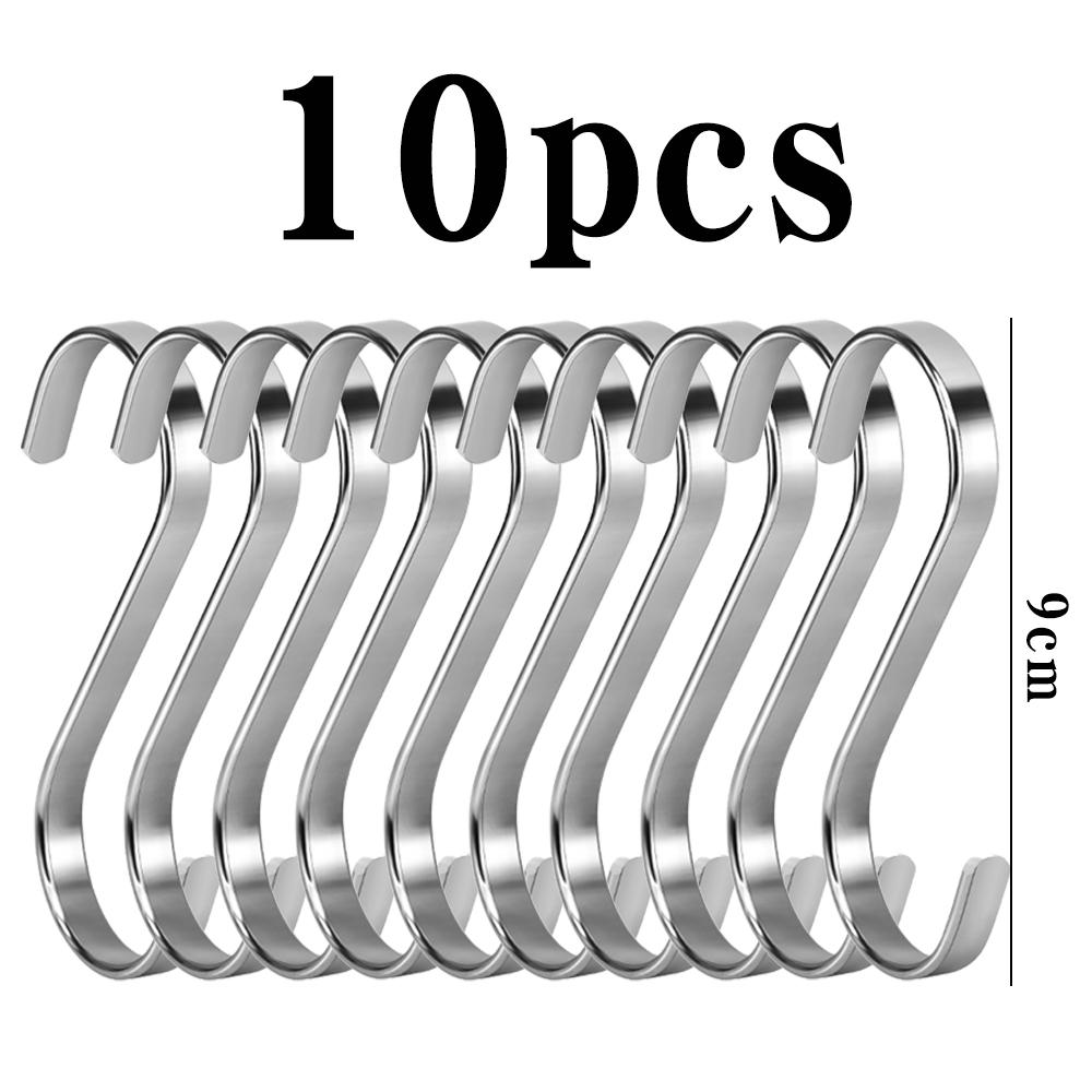 10 Stück S-Haken Edelstahl Kleidung Taschen Handtücher Hängeregal Multifunktions Küche Schlafzimmer S-Haken Heimaufbewahrung Organiza