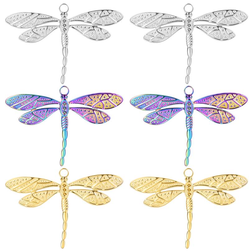 6Pcslot Animal Flying Dragonfly Pendant Jewelry Making Bulk Charms Accessories For Womenmen Pendant Diy Necklace Earring Charm