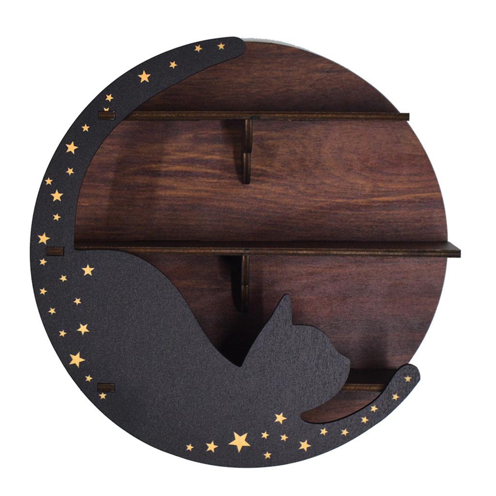 Moon Shelf for Stone and Crystal Essential Oil Display Wood Accent Shelf Storage Rack Organizer Bohemian Wall Decoration