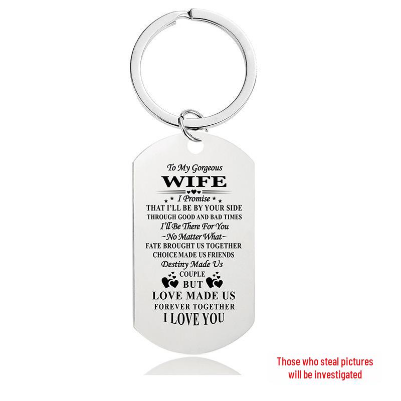 Breloc Militar Gravat din Oțel Inoxidabil - Cadou de Ziua Îndrăgostiților pentru Cupluri