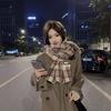 Soft waxy imitation cashmere plaid scarf women's winter color matching versatile warm student warm scarf