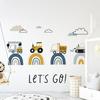 Cartoon INS Cute Engineering Vehicle Road Rainbow Wall Sticker for Kids Room Kindergarten Decor
