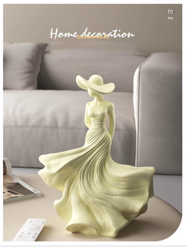 Whispering Breeze Lady Art Figurine - Sophisticated Resin Ornament for Modern Home Accent