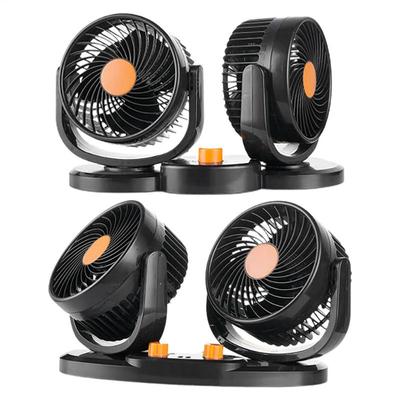 Ventilateur de Refroidissement de Voiture Double Tête Ventilateur de Tableau de Bord de Voiture 24V Réglable Faible Bruit Souffleur Domestique Vent Fort Circulateur d'Air Portable Pour SUV