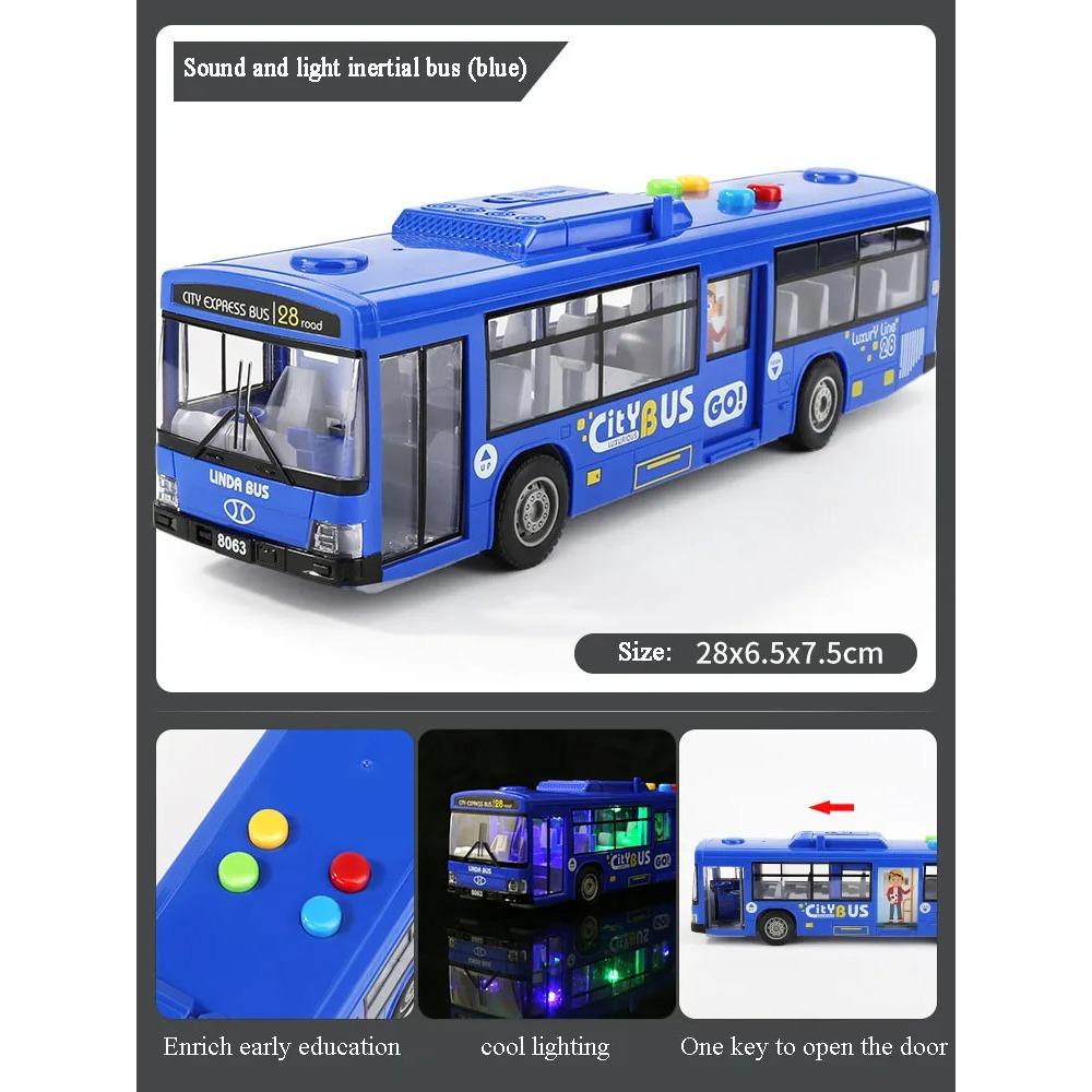 High Quality Simulation Bus Large Size Drop-resistant Light Music Inertia Bus Model Pull Back Car Educational Toys Gifts