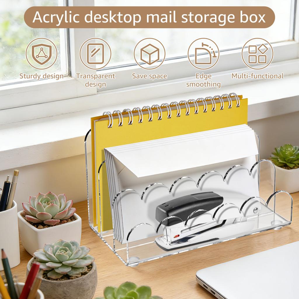 3 Compartment Acrylic File Holder Clear Mail Sorter Desk Organizer Vertical Letter Document Divider Holder Office Storage Rack