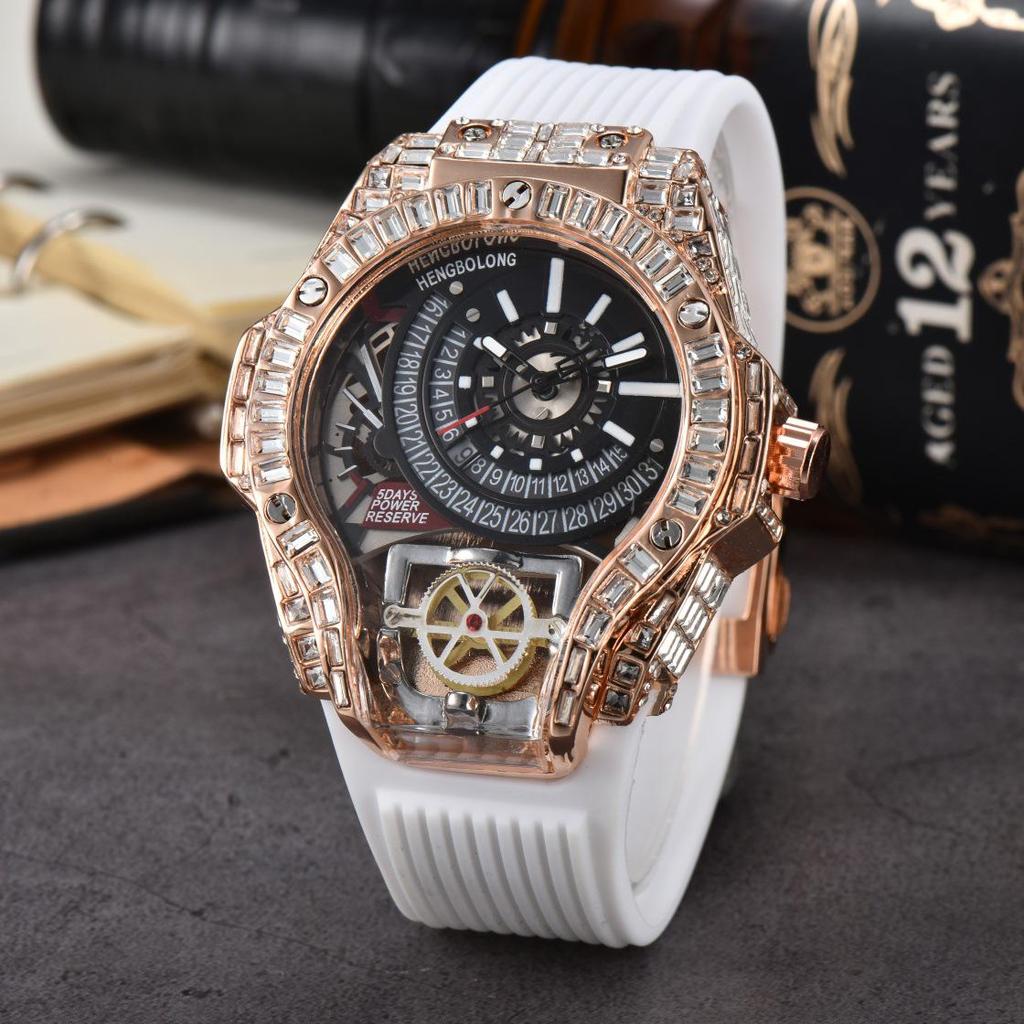 Men's Quartz Watch with Three-Needle Design, Sports Style, Irregular Full Diamond Shape, Similar to Jason Statham's Watch in Warcraft.