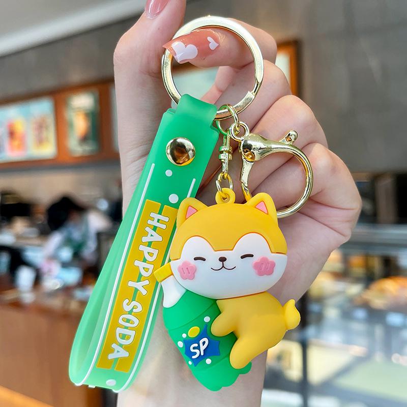 Mengxu Cartoon Animal Sparkling Water Keychain for Backpack or Bag - Versatile Fashion Gift Pendant Individual Packaging зелёный