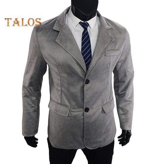 Casual Suit Coat Lapel Long Sleeve Two-Button Regular Fit Suit Jacket with Flap Pockets Short Plush Business Outerwear