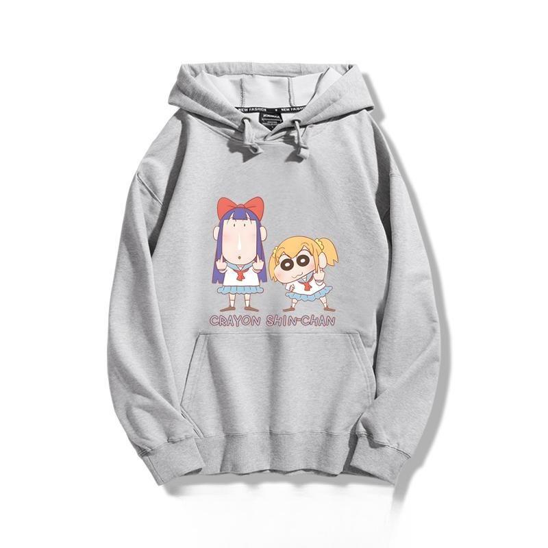 Crayon Shin-chan Kollaboration mit einem niedlichen Q-Version Anime Herbst und Winter Neues Kapuzen-Sweatshirt aus reiner Baumwolle mit Aufdruck