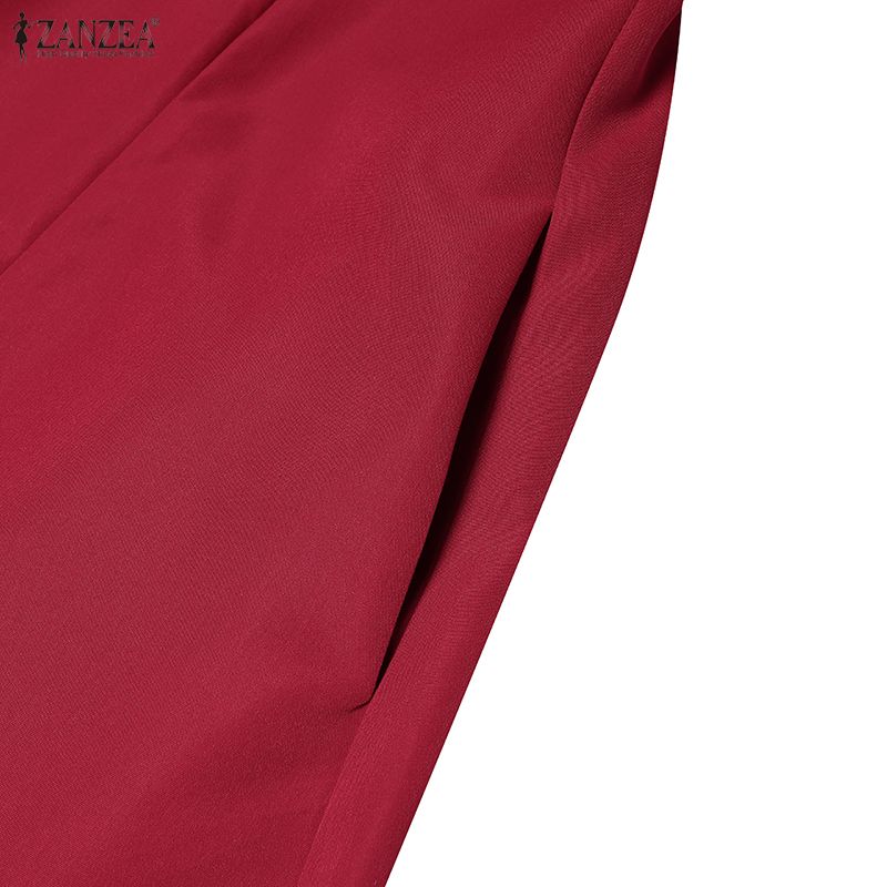 ZANZEA Women Casual Round Neck Solid Color Summer Short Sleeve Dress