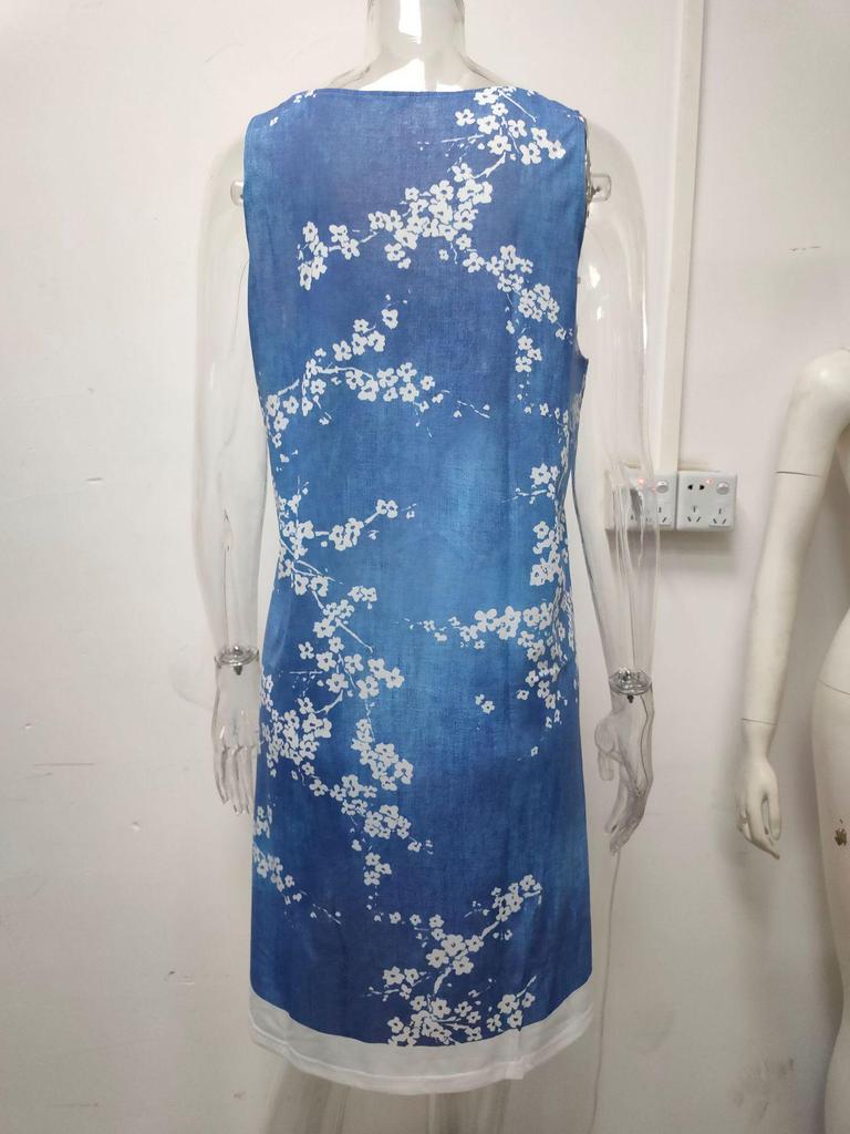 Women's Loose-Fit Digital Print Faux Denim Two-Piece Dress