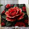 Valentine's Day Present Flower Throw Blanket Red Roses Luxury Black Gold 3D-Print Plush Soft Fluffy Blanket Gift for Your Lover