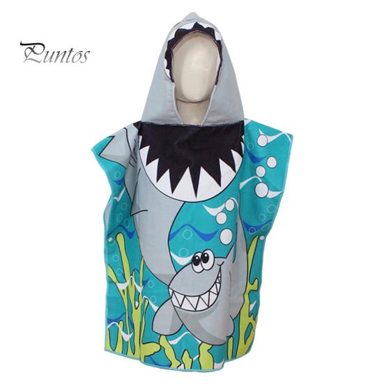 Children Bath Towel Cartoon Printing Kids Beadch Hooded Bath Wrap Poncho Quick-drying Super Absorbent Swimming Towel Windproof Wearable Towel Toddler