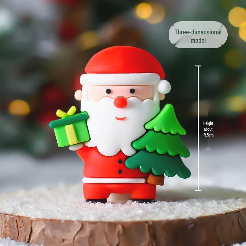 Popular Soft Glue Christmas Cake Ornaments: Santa Claus & Snowman Inserts for Holiday Party Desserts